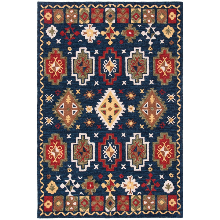 SAFAVIEH Heritage HG353N Handmade Navy / Red Rug Image 10