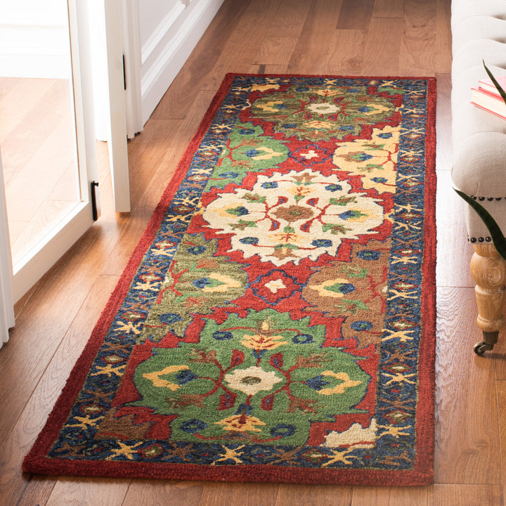 SAFAVIEH Heritage HG354Q Handmade Red / Blue Rug Image 3