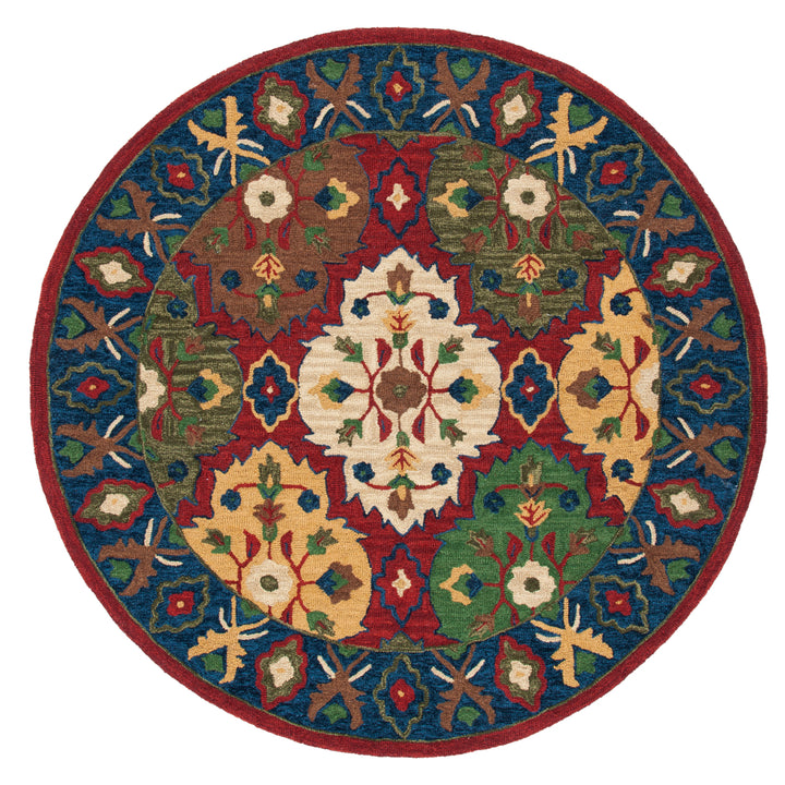 SAFAVIEH Heritage HG354Q Handmade Red / Blue Rug Image 4