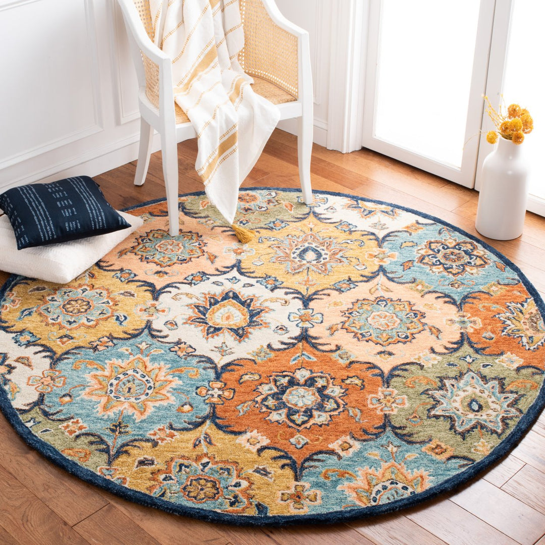 SAFAVIEH Heritage HG357M Handmade Blue / Rust Rug Image 2