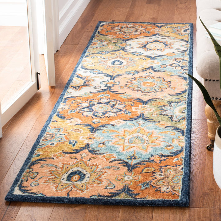 SAFAVIEH Heritage HG357M Handmade Blue / Rust Rug Image 3