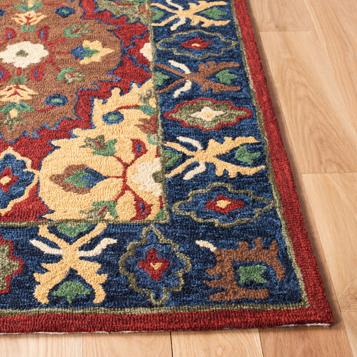 SAFAVIEH Heritage HG354Q Handmade Red / Blue Rug Image 7