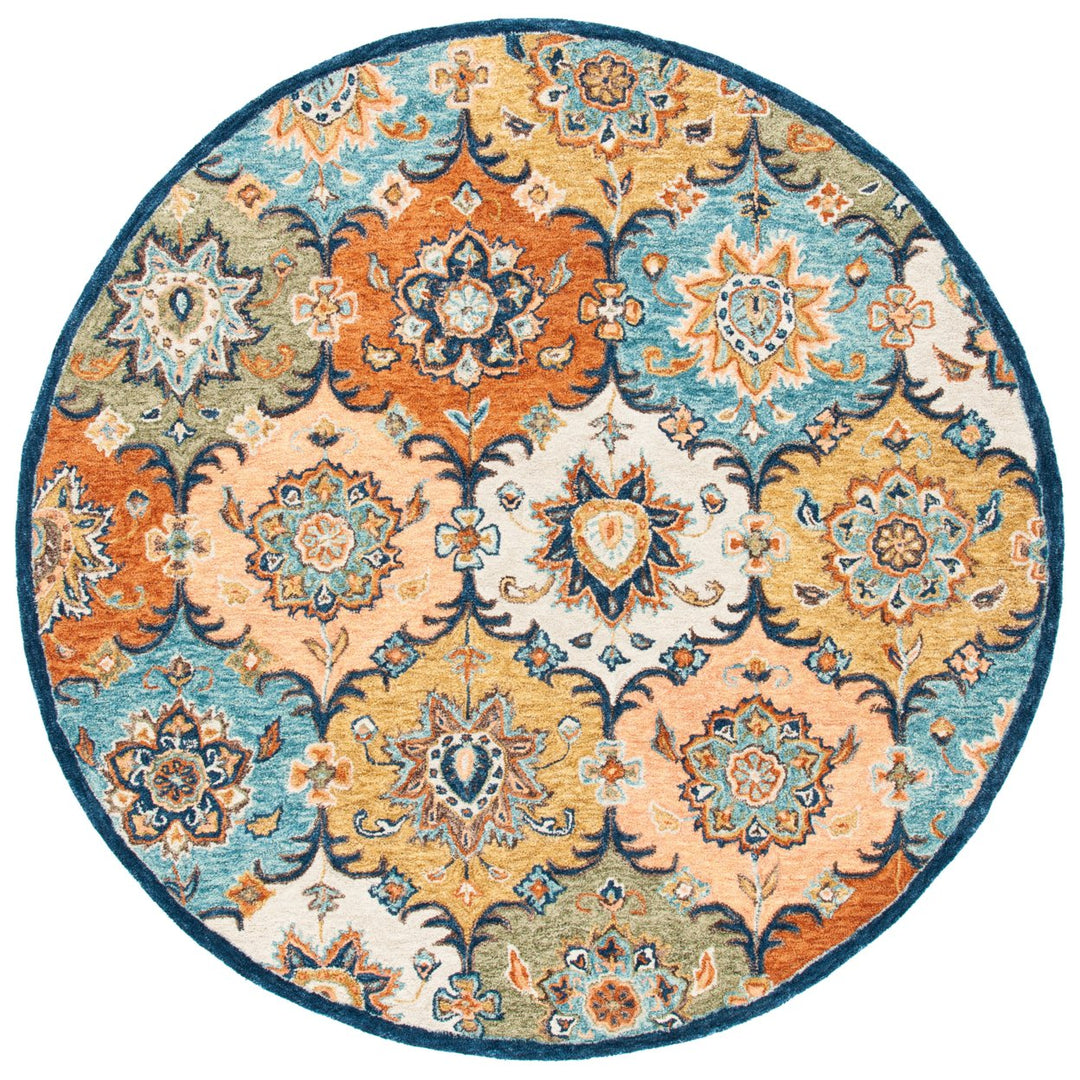 SAFAVIEH Heritage HG357M Handmade Blue / Rust Rug Image 4