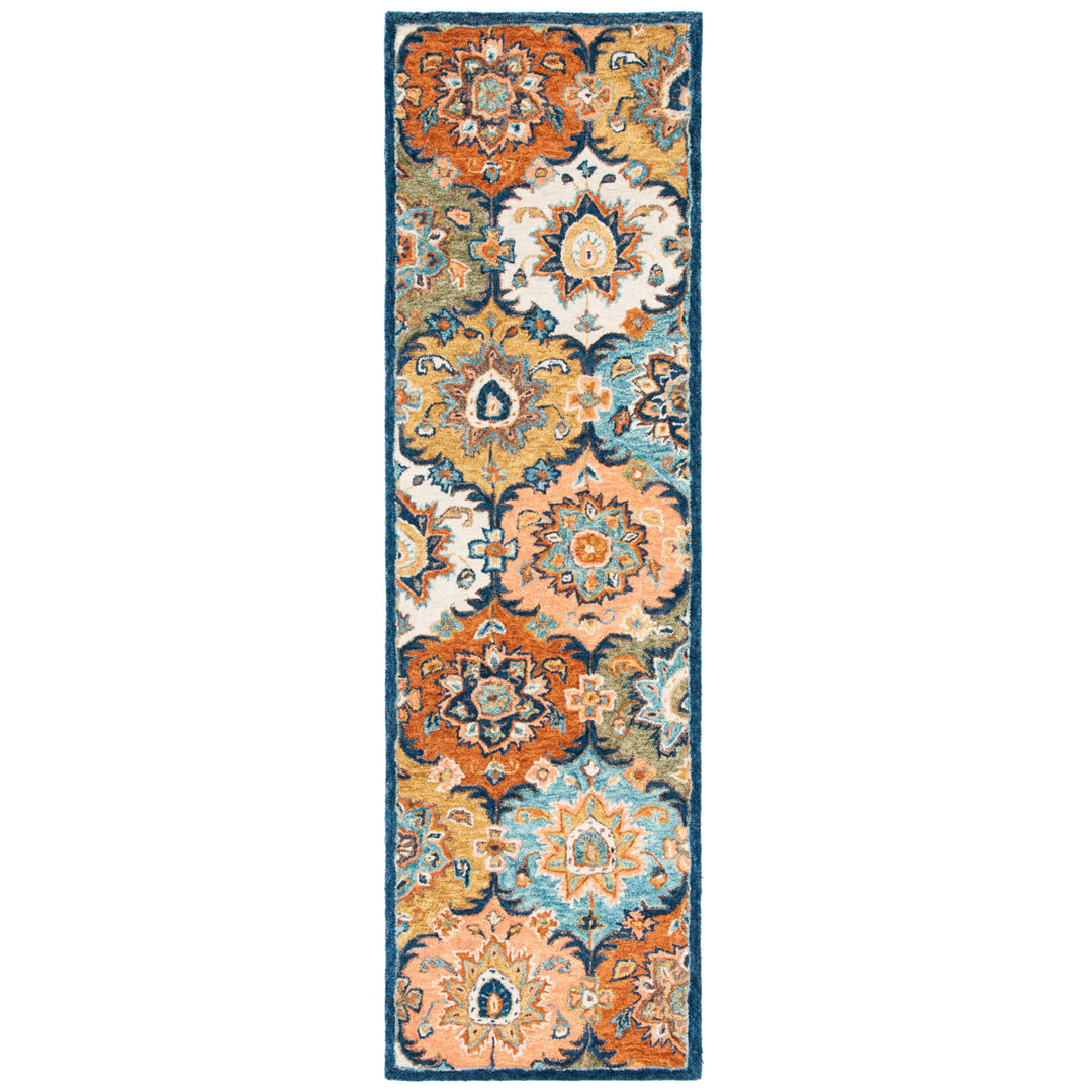 SAFAVIEH Heritage HG357M Handmade Blue / Rust Rug Image 5