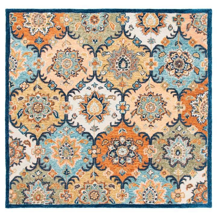 SAFAVIEH Heritage HG357M Handmade Blue / Rust Rug Image 6