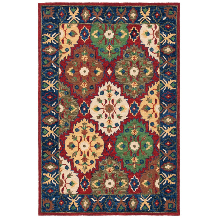 SAFAVIEH Heritage HG354Q Handmade Red / Blue Rug Image 10