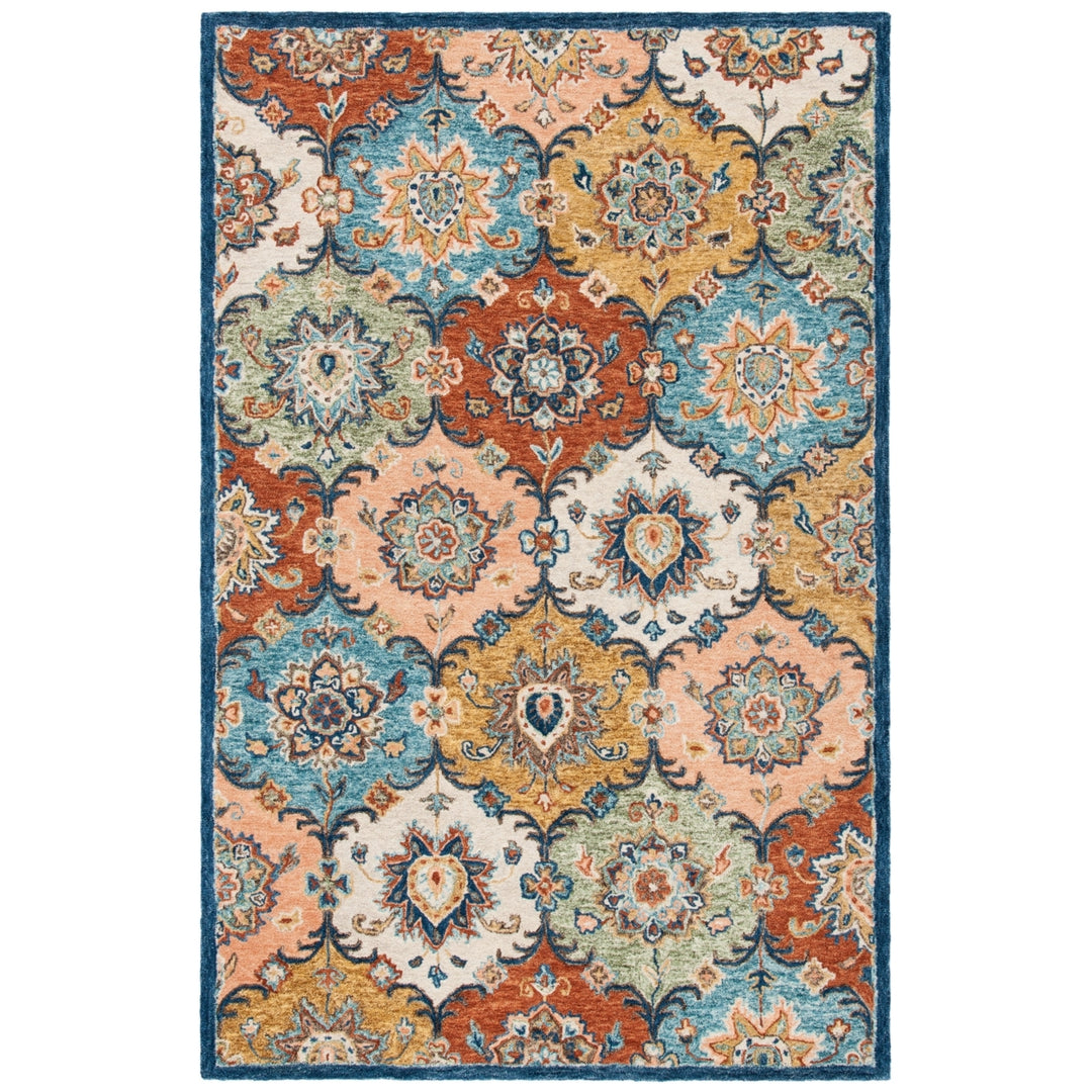 SAFAVIEH Heritage HG357M Handmade Blue / Rust Rug Image 10