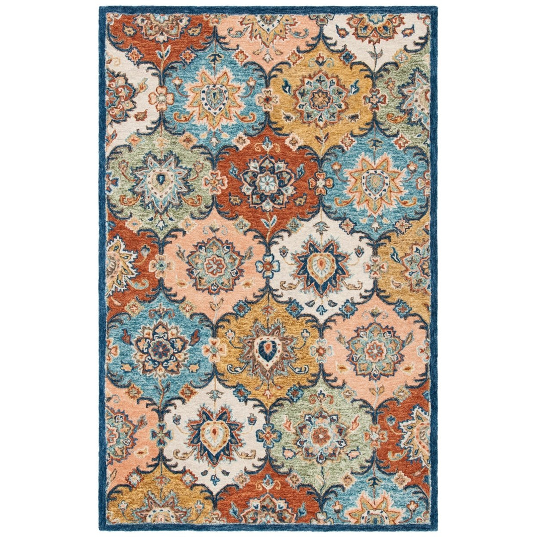 SAFAVIEH Heritage HG357M Handmade Blue / Rust Rug Image 1