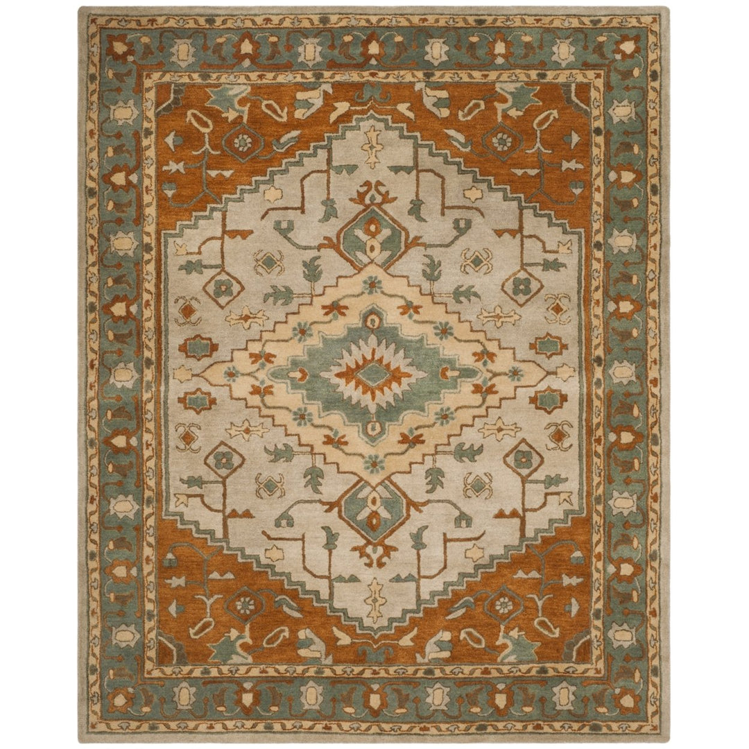 SAFAVIEH Heritage HG406A Handmade Light Blue / Rust Rug Image 1