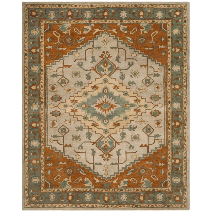 SAFAVIEH Heritage HG406A Handmade Light Blue / Rust Rug Image 1