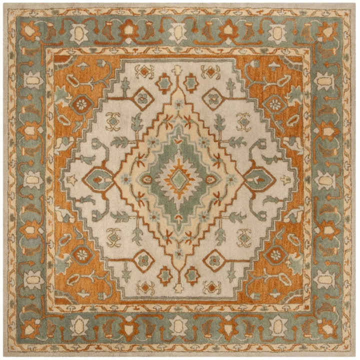 SAFAVIEH Heritage HG406A Handmade Light Blue / Rust Rug Image 6