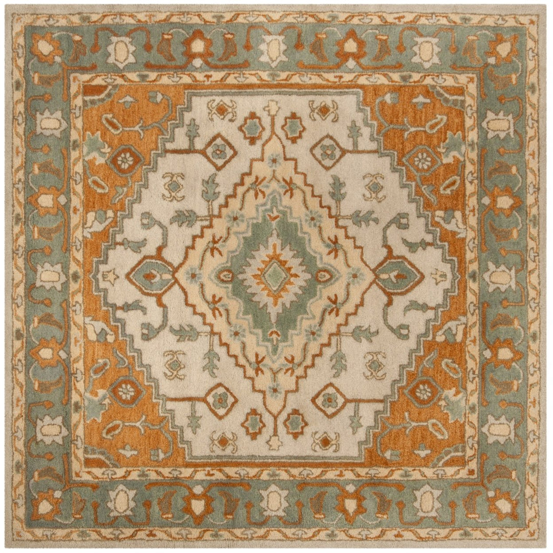 SAFAVIEH Heritage HG406A Handmade Light Blue / Rust Rug Image 1