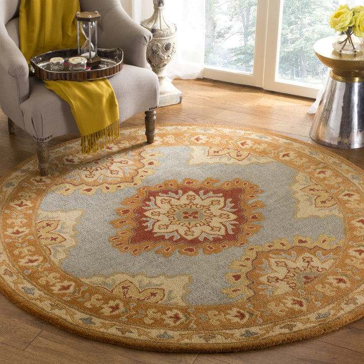 SAFAVIEH Heritage HG408A Handmade Blue / Rust Rug Image 2