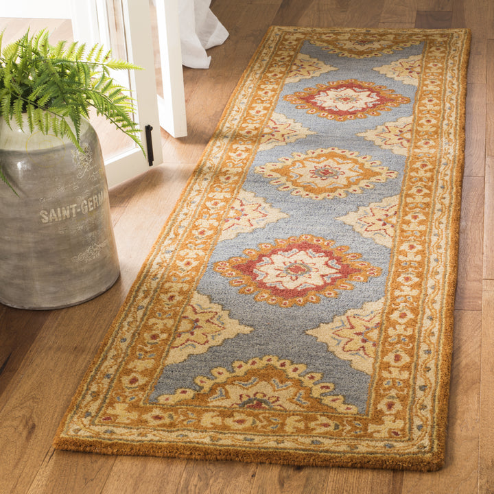 SAFAVIEH Heritage HG408A Handmade Blue / Rust Rug Image 3