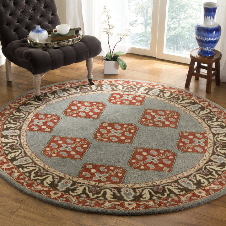 SAFAVIEH Heritage HG414A Handmade Blue / Charcoal Rug Image 2