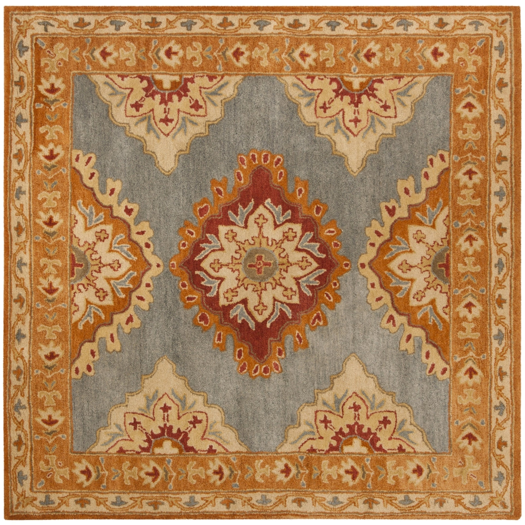 SAFAVIEH Heritage HG408A Handmade Blue / Rust Rug Image 6