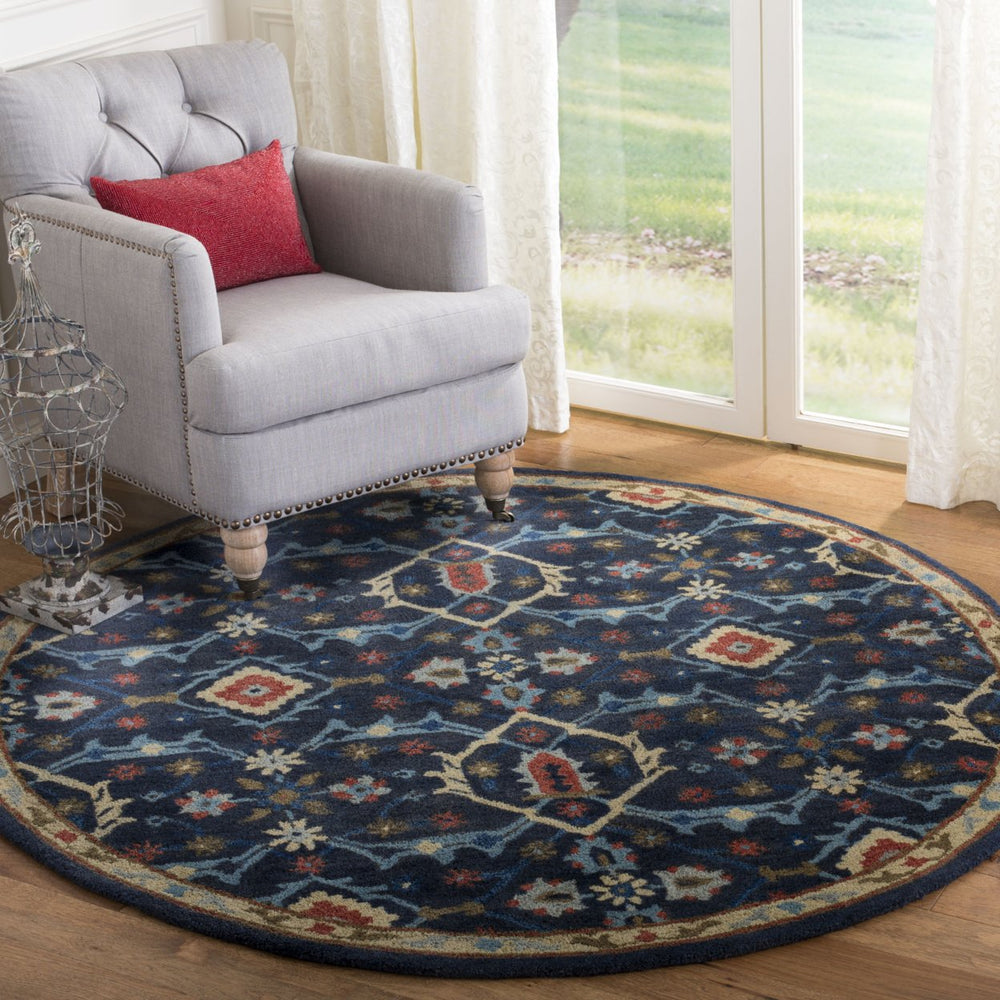 SAFAVIEH Heritage HG416N Handmade Navy / Multi Rug Image 2