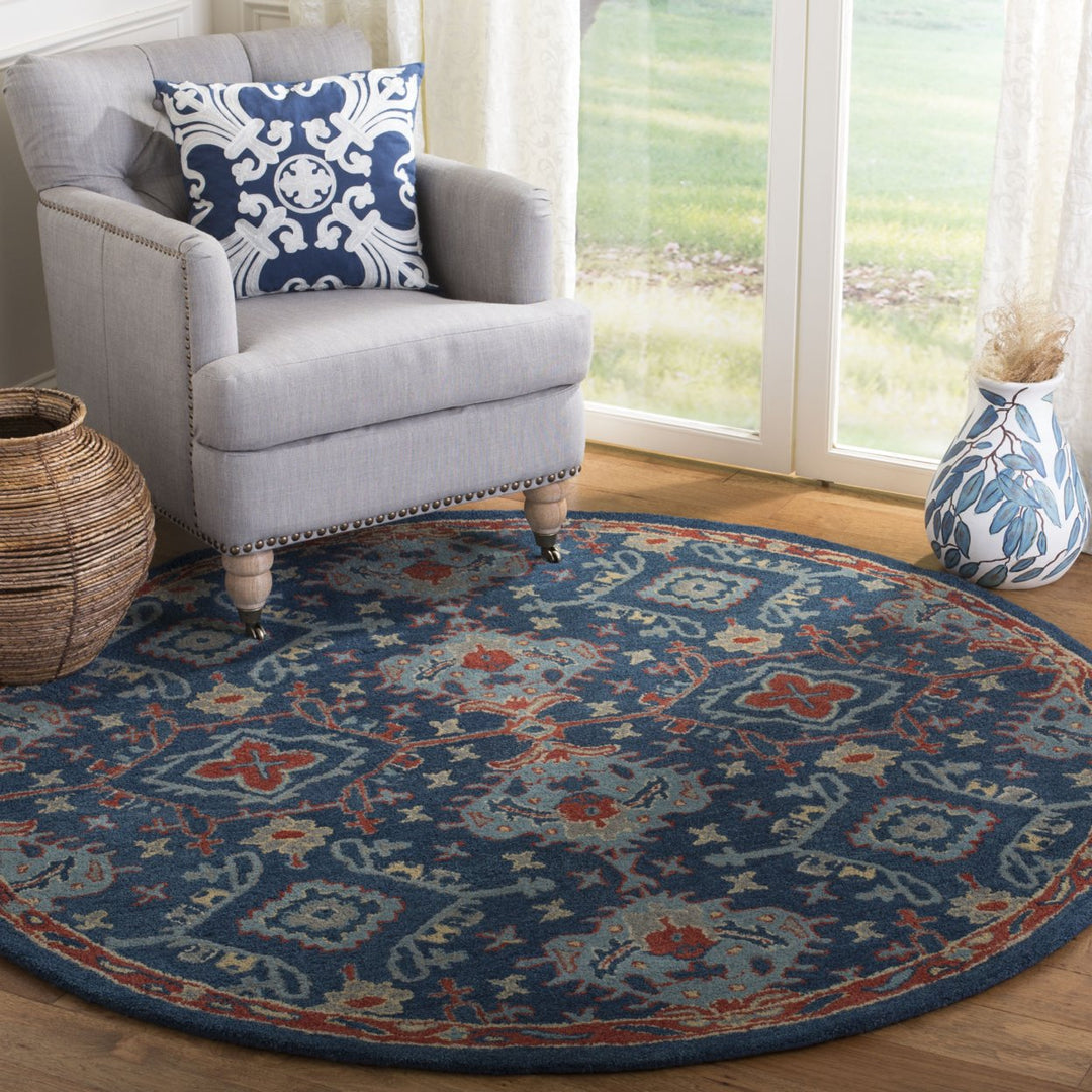 SAFAVIEH Heritage HG422M Handmade Blue / Multi Rug Image 2