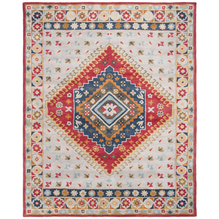 SAFAVIEH Heritage HG425F Handmade Grey / Red Rug Image 1