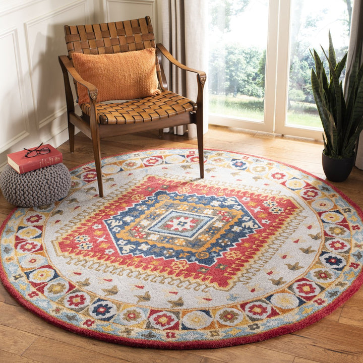 SAFAVIEH Heritage HG425F Handmade Grey / Red Rug Image 2