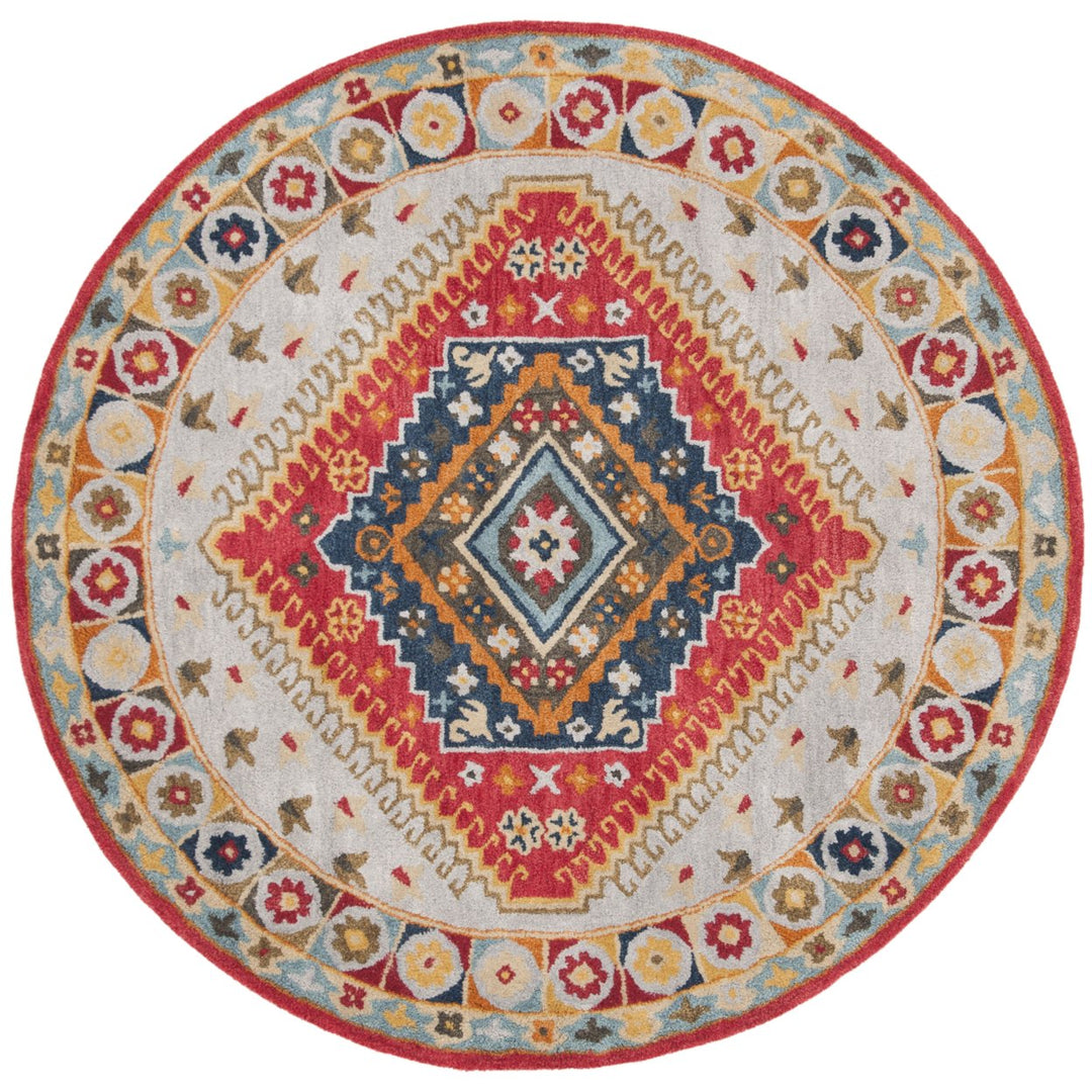 SAFAVIEH Heritage HG425F Handmade Grey / Red Rug Image 1