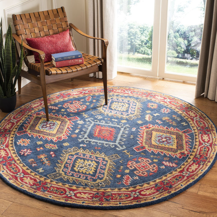 SAFAVIEH Heritage HG426N Handmade Navy / Red Rug Image 2