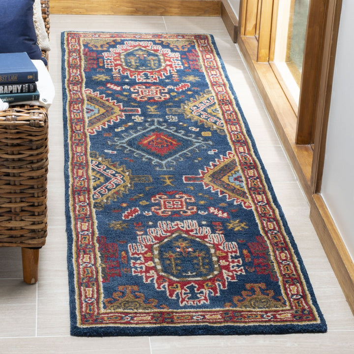 SAFAVIEH Heritage HG426N Handmade Navy / Red Rug Image 3