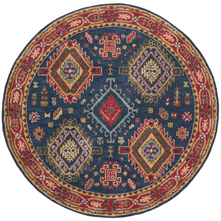 SAFAVIEH Heritage HG426N Handmade Navy / Red Rug Image 4