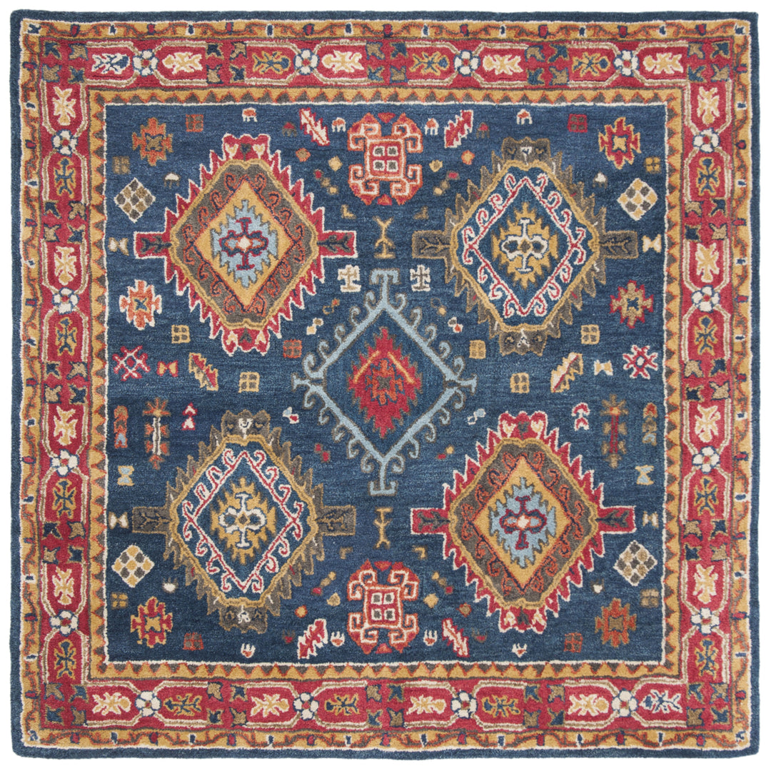 SAFAVIEH Heritage HG426N Handmade Navy / Red Rug Image 6