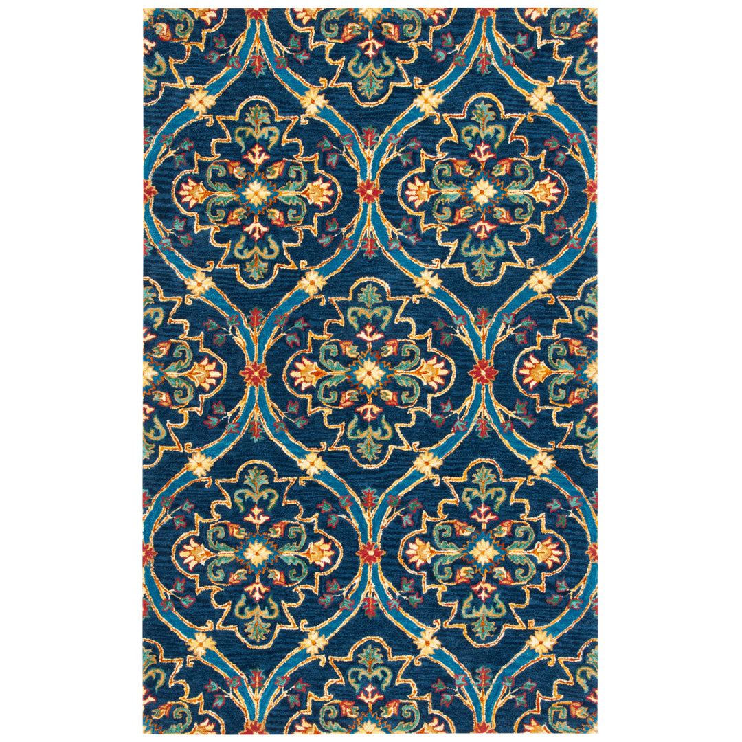 SAFAVIEH Heritage HG475N Handmade Navy / Yellow Rug Image 1