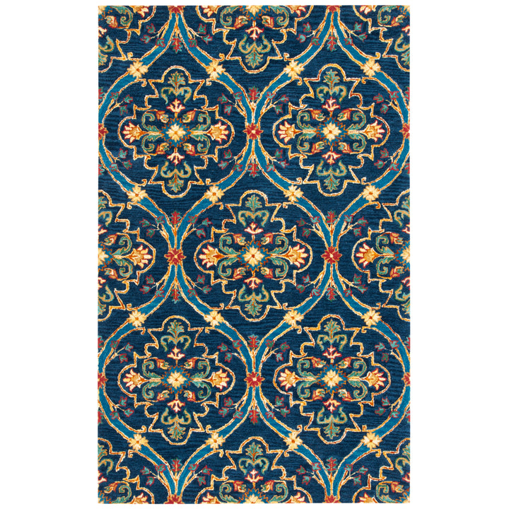 SAFAVIEH Heritage HG475N Handmade Navy / Yellow Rug Image 1