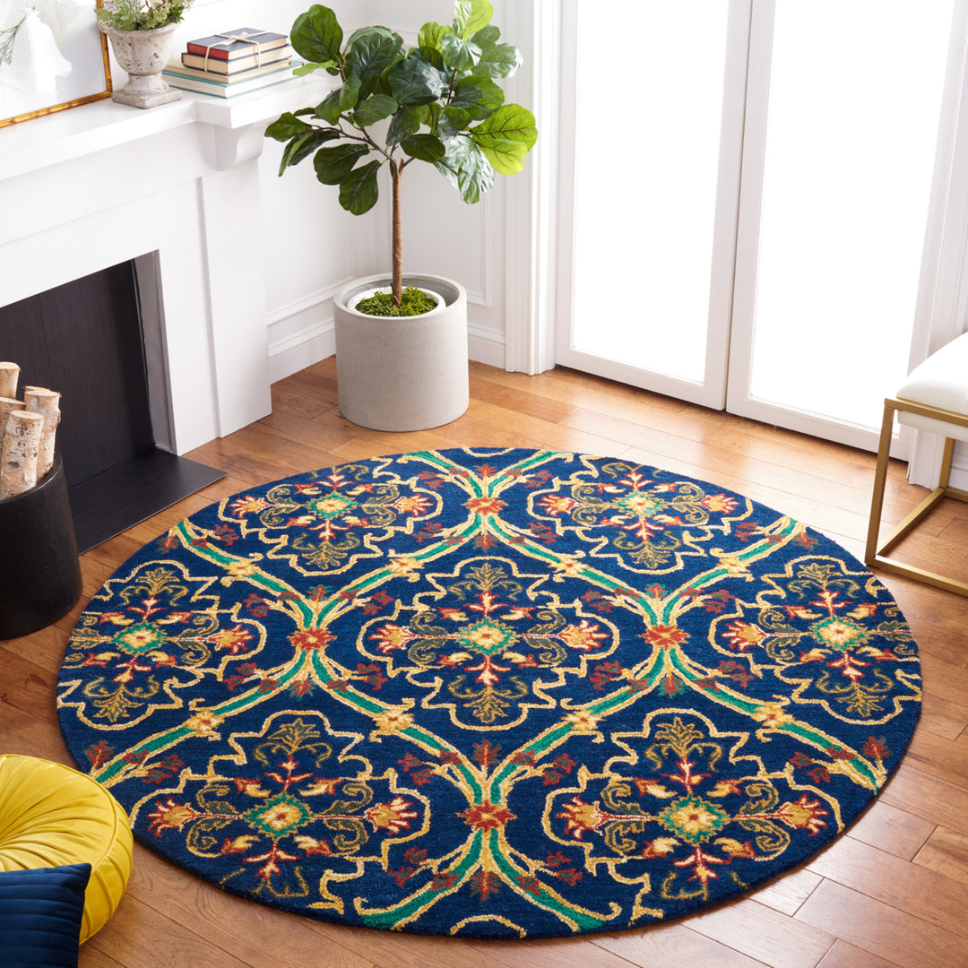 SAFAVIEH Heritage HG475N Handmade Navy / Yellow Rug Image 2