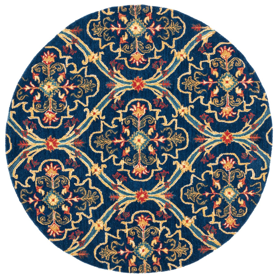 SAFAVIEH Heritage HG475N Handmade Navy / Yellow Rug Image 4