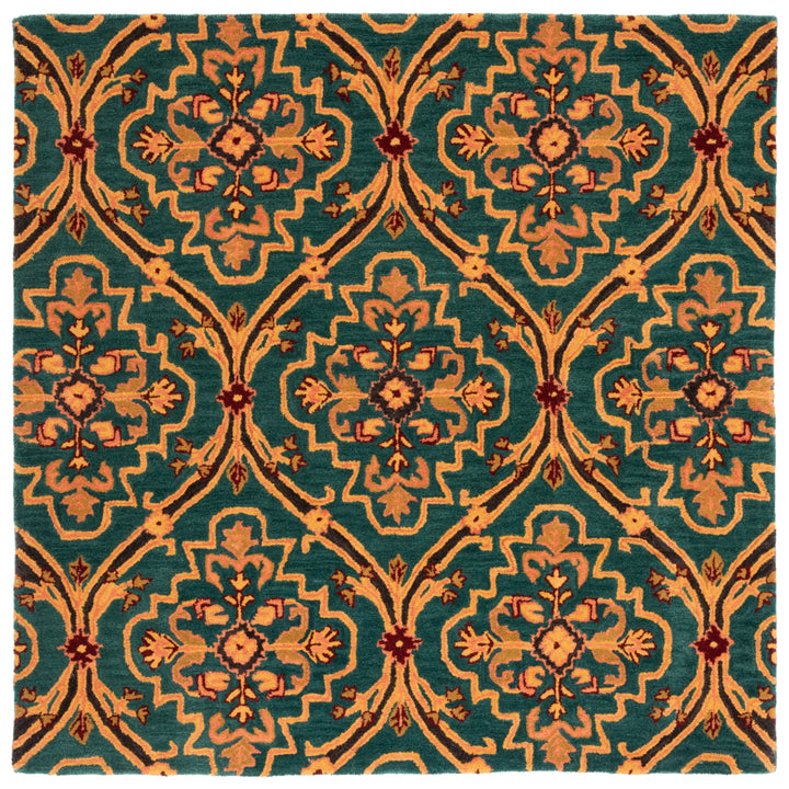 SAFAVIEH Heritage HG475Y Handmade Green / Orange Rug Image 6