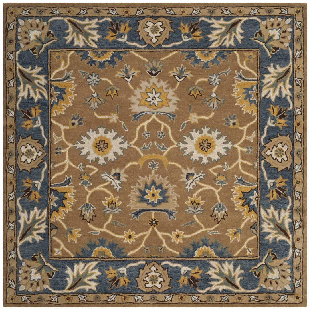 SAFAVIEH Heritage HG652A Handmade Camel / Blue Rug Image 1