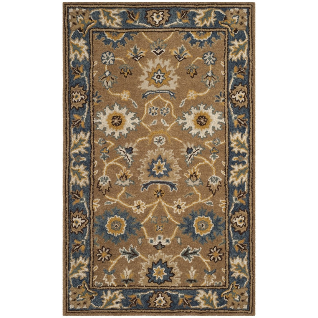 SAFAVIEH Heritage HG652A Handmade Camel / Blue Rug Image 1