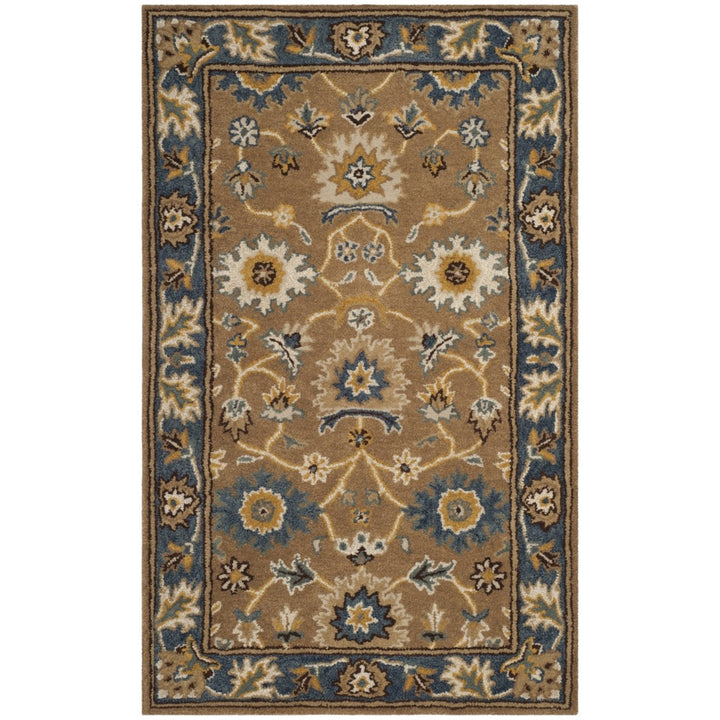 SAFAVIEH Heritage HG652A Handmade Camel / Blue Rug Image 1