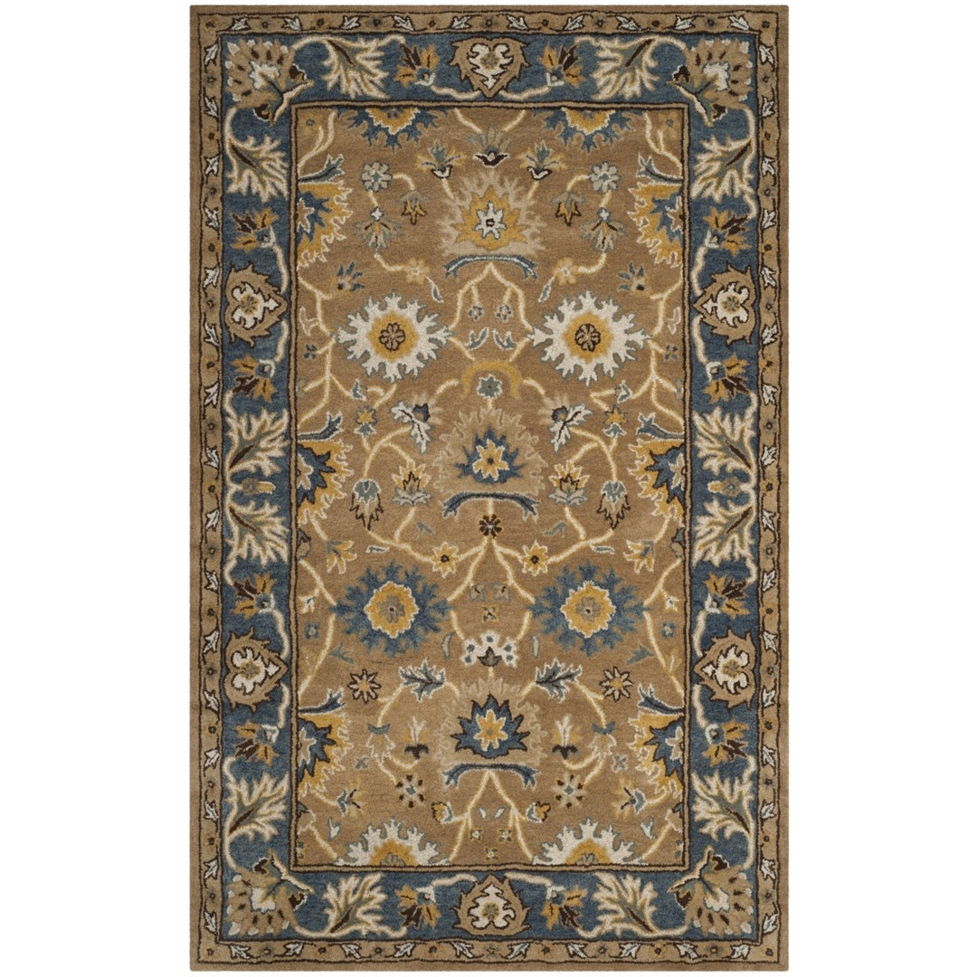 SAFAVIEH Heritage HG652A Handmade Camel / Blue Rug Image 1