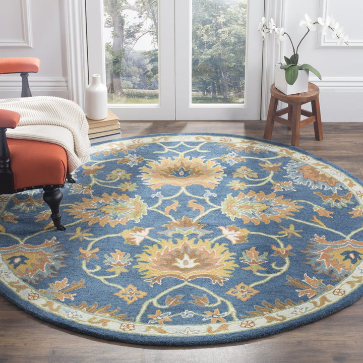 SAFAVIEH Heritage Collection HG654A Handmade Navy Rug Image 3