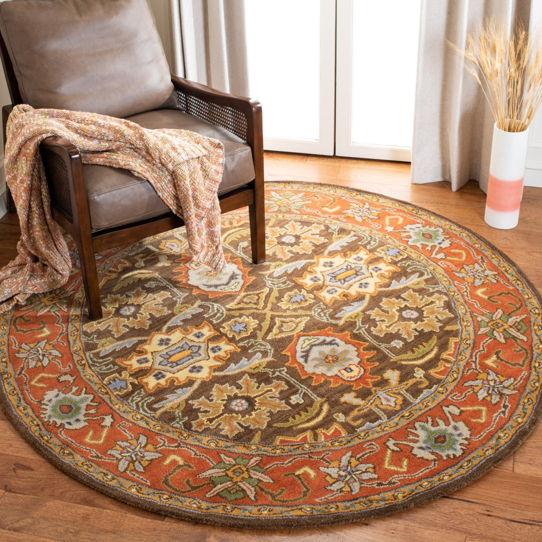 SAFAVIEH Heritage HG734B Chocolate / Tangerine Rug Image 2