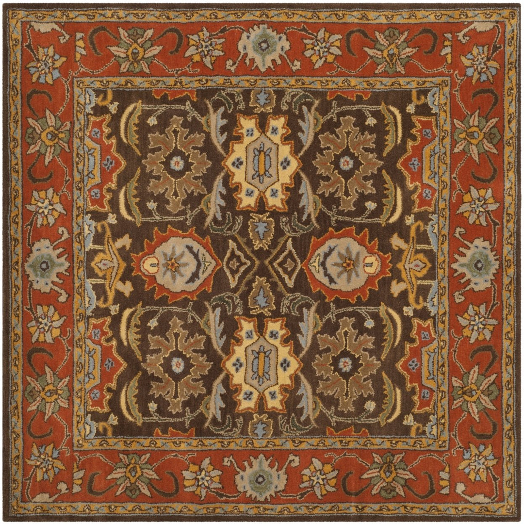 SAFAVIEH Heritage HG734B Chocolate / Tangerine Rug Image 1