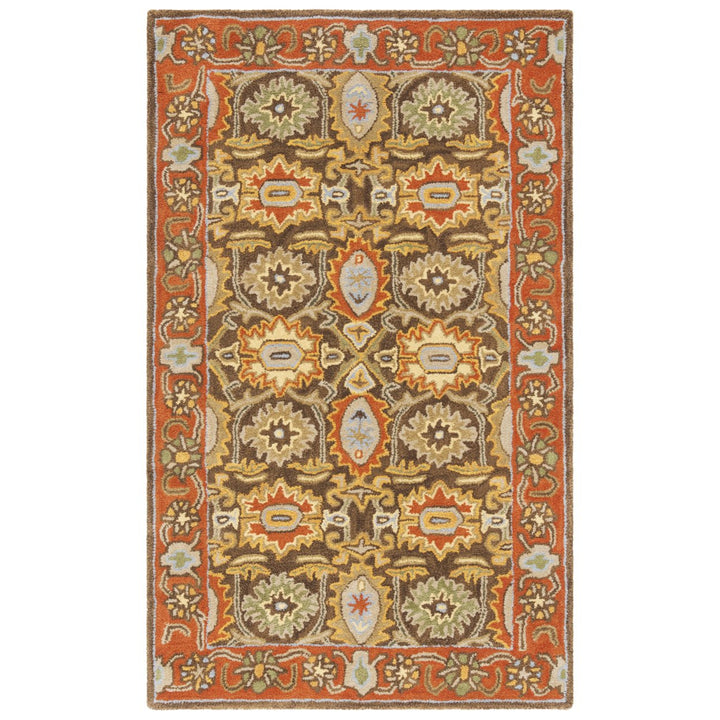 SAFAVIEH Heritage HG734B Chocolate / Tangerine Rug Image 1