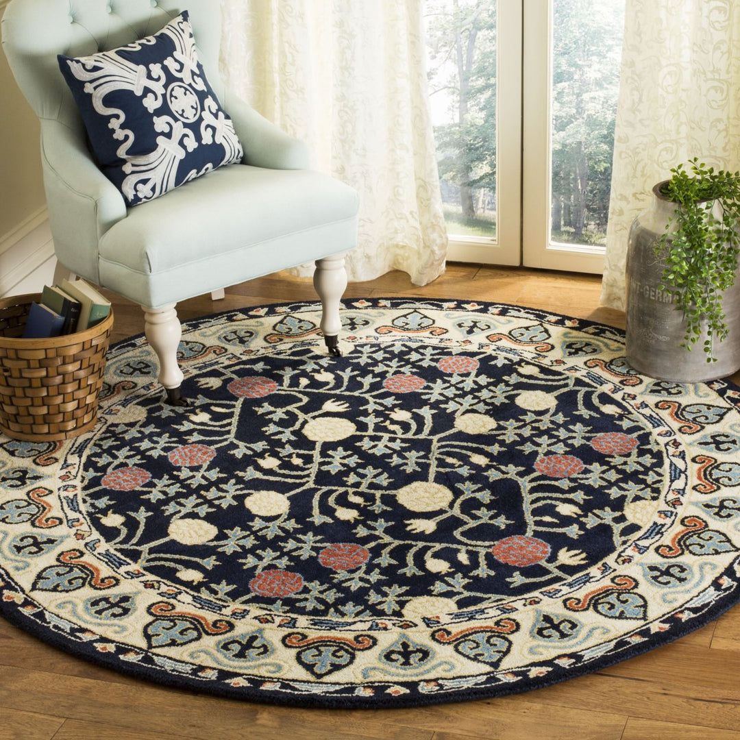 SAFAVIEH Heritage HG740N Handmade Navy / Ivory Rug Image 2