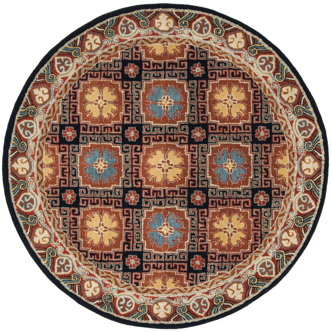 SAFAVIEH Heritage HG742N Handmade Navy / Orange Rug Image 4