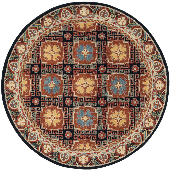 SAFAVIEH Heritage HG742N Handmade Navy / Orange Rug Image 4