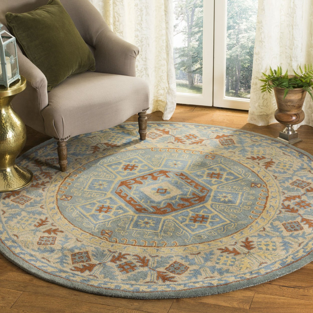 SAFAVIEH Heritage HG743M Handmade Blue / Beige Rug Image 2