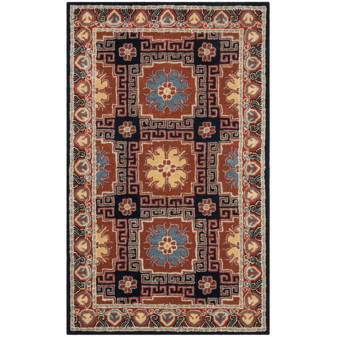 SAFAVIEH Heritage HG742N Handmade Navy / Orange Rug Image 8