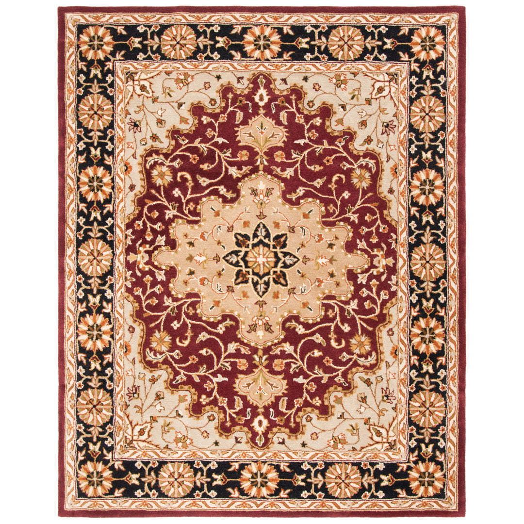 SAFAVIEH Heritage HG760B Handmade Red / Black Rug Image 1