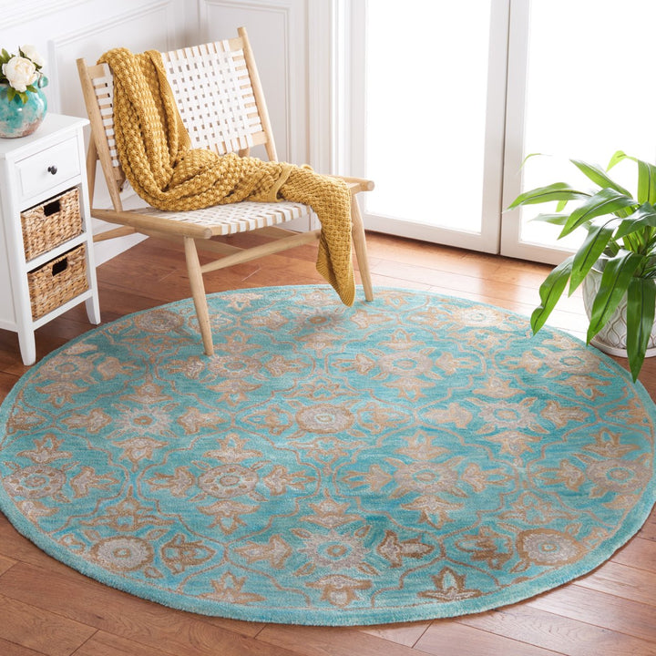 SAFAVIEH Heritage HG870A Handmade Turquoise / Multi Rug Image 8