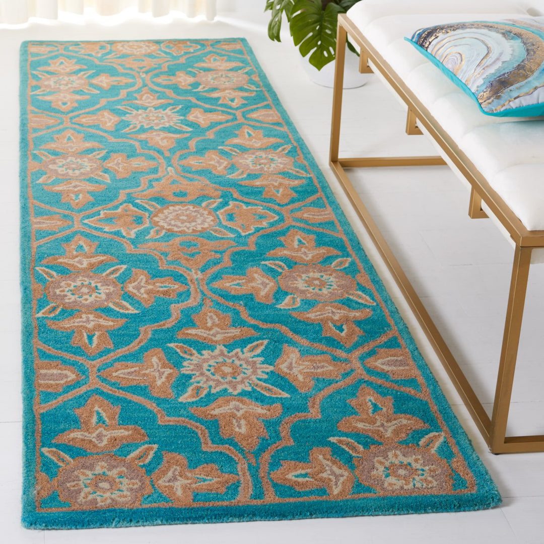 SAFAVIEH Heritage HG870A Handmade Turquoise / Multi Rug Image 9